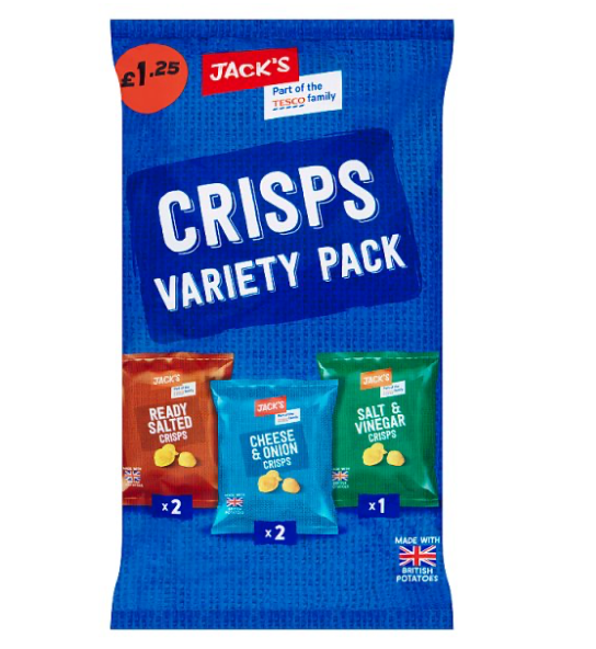 Jack's Crisps Variety Pack 5 x 20g(MultipackCrisp cheapcrisp cheap crisp)