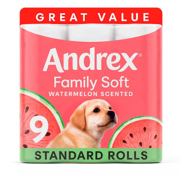 Andrex Family Soft Limited Edition Watermelon Wow Scented Toilet Rolls x9