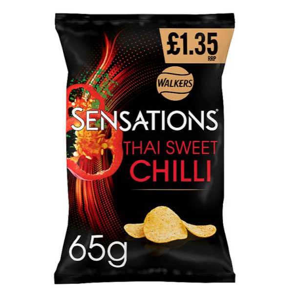 Walkers Sensations Thai Sweet Chilli Crisps Snacks 65g