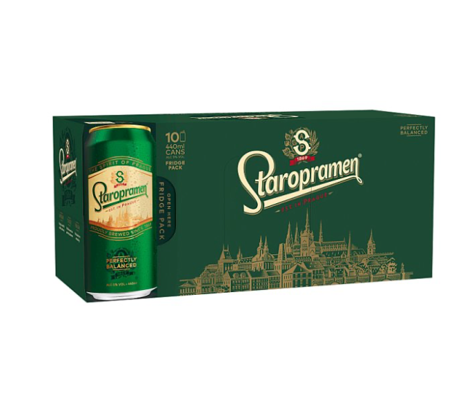 Staropramen Czech pilsner lager 10*440ml beer 10 CANS LAGER BEER