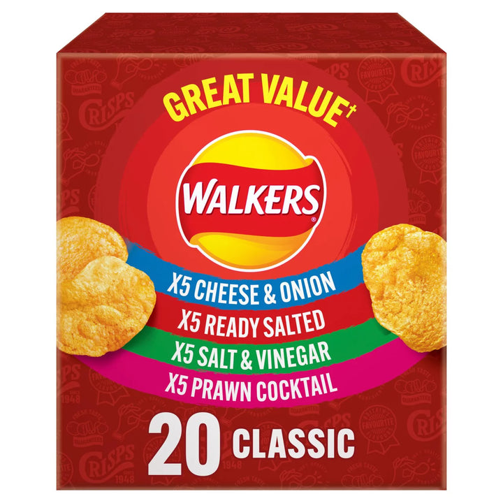 Walkers Variety Multipack Crisps Box 20 x 25g Snacks boxes big - Classic