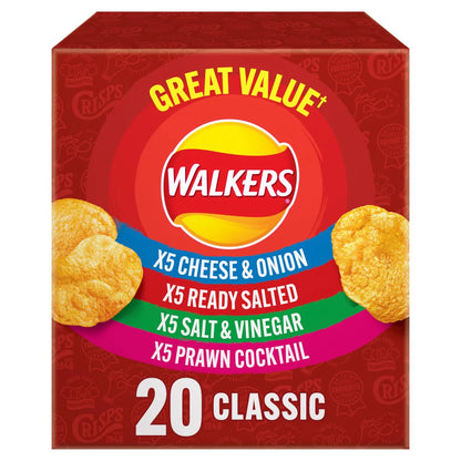 Walkers Variety Multipack Crisps Box 20 x 25g Snacks boxes big