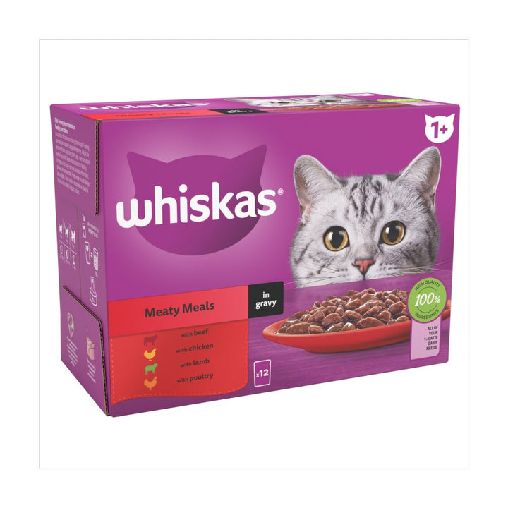 Whiskas 1+ Fish Favourites Adult Wet Cat Food Pouches in Jelly 12 x 85g - Meaty Meals