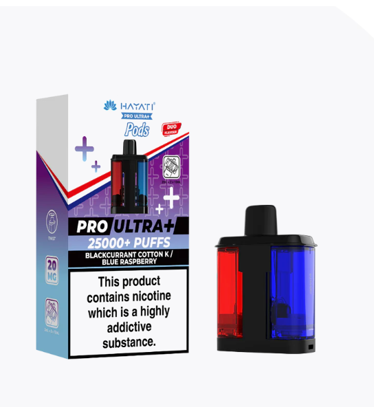 Hayati Pro Ultra+ 25000 puffs Pods(big vapes refilled pods) - Blackcurrant Cotton K/Blue Raspberry