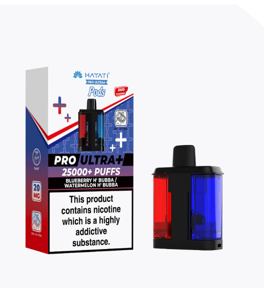 Hayati Pro Ultra+ 25000 puffs Pods(big vapes refilled pods) - Blueberry H'Bubba/Watermelon H'Bubba