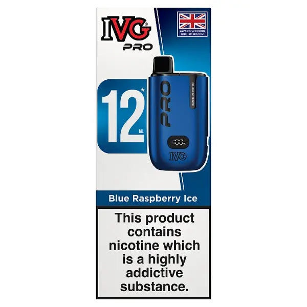 IVG PRO 12 UPTO 10K PUFFS VAPING DEVICE /VAPES/ELECTRONIC CIGARETTES - Blue Raspberry Ice