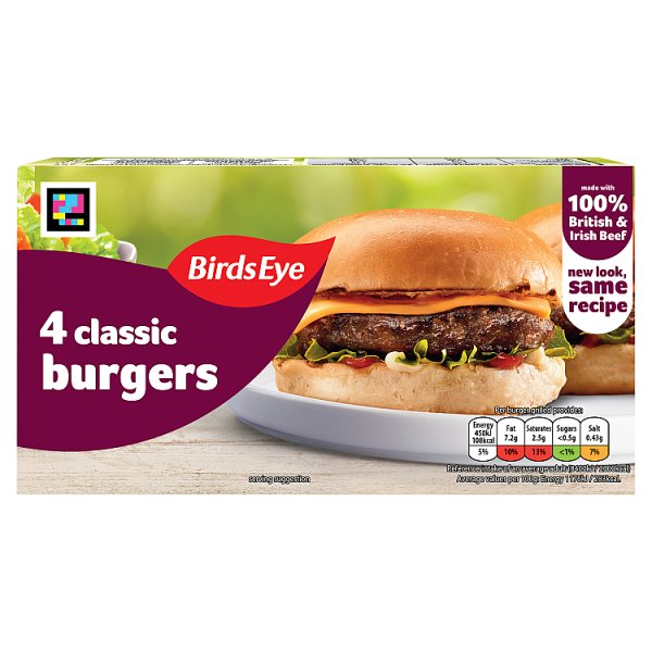 Birds Eye 4 classic burger frozen birdseyeburgers frozenburgers