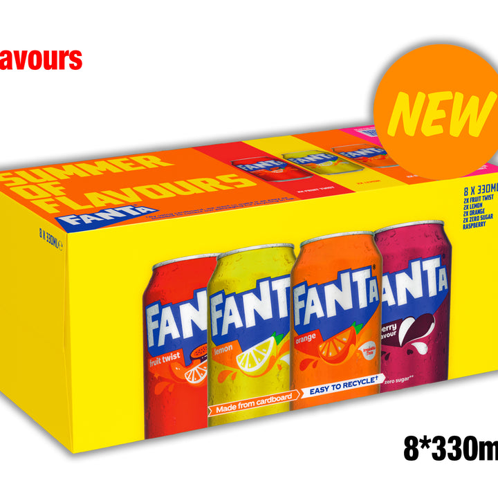 Fanta Flavours Variety Pack 8 x 330ml Cans(Multipack)