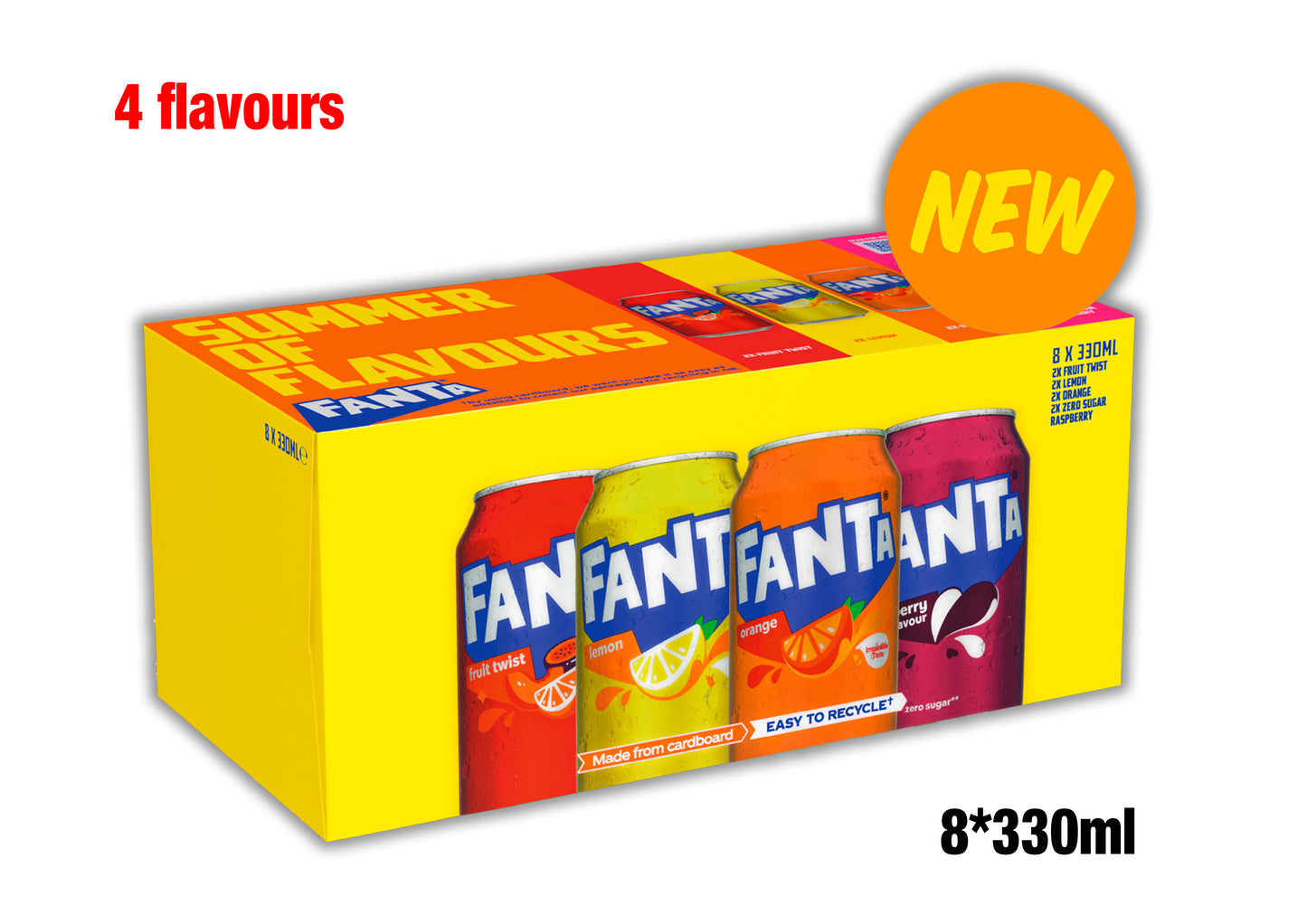 Fanta Flavours Variety Pack 8 x 330ml Cans(Multipack)