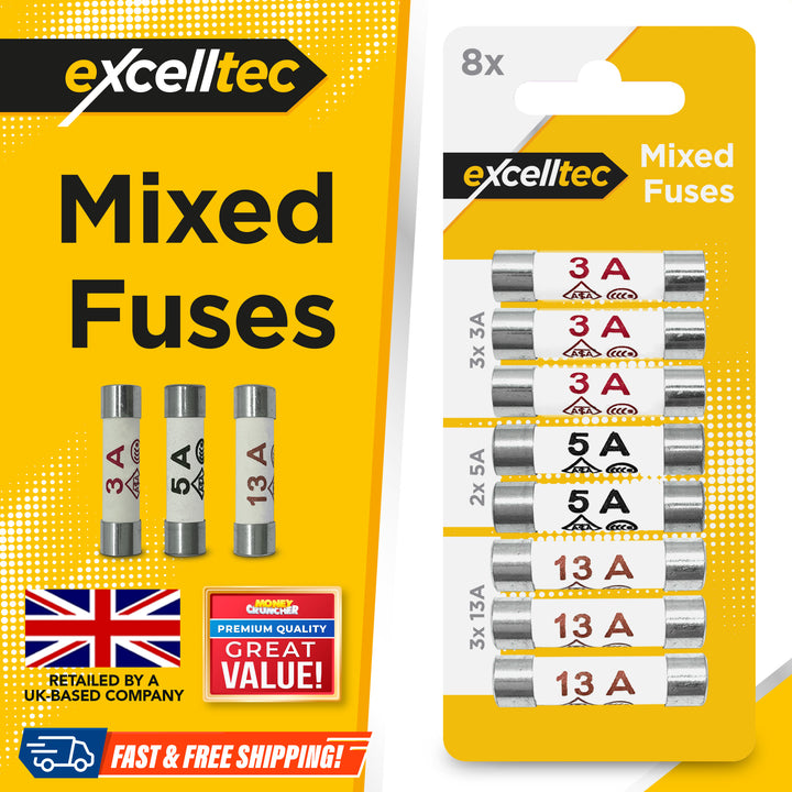 Excelltec 8 Mixed Fuses 13A,5A,3A FOR DEVICES FUSE