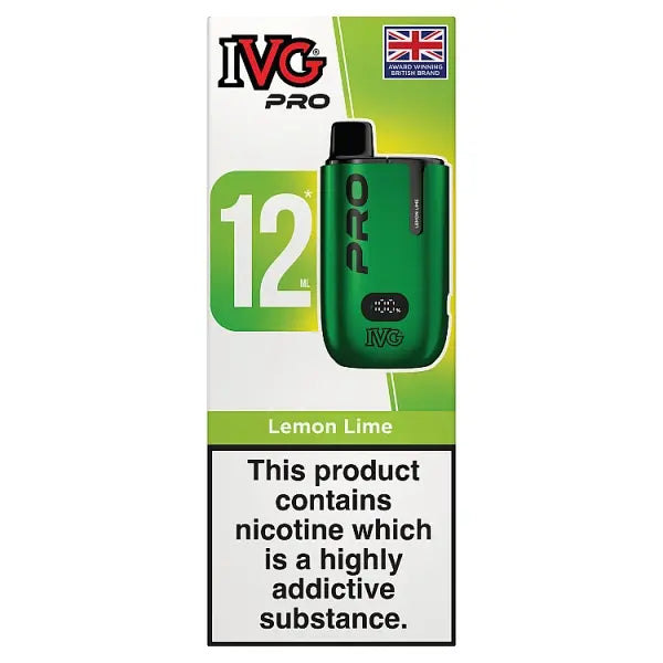 IVG PRO 12 UPTO 10K PUFFS VAPING DEVICE /VAPES/ELECTRONIC CIGARETTES - Lemon and Lime