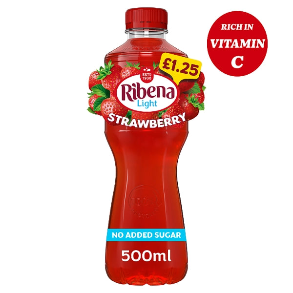 Ribena Light Not Added Sugar Juice Drink 500ml - Light Strawberry
