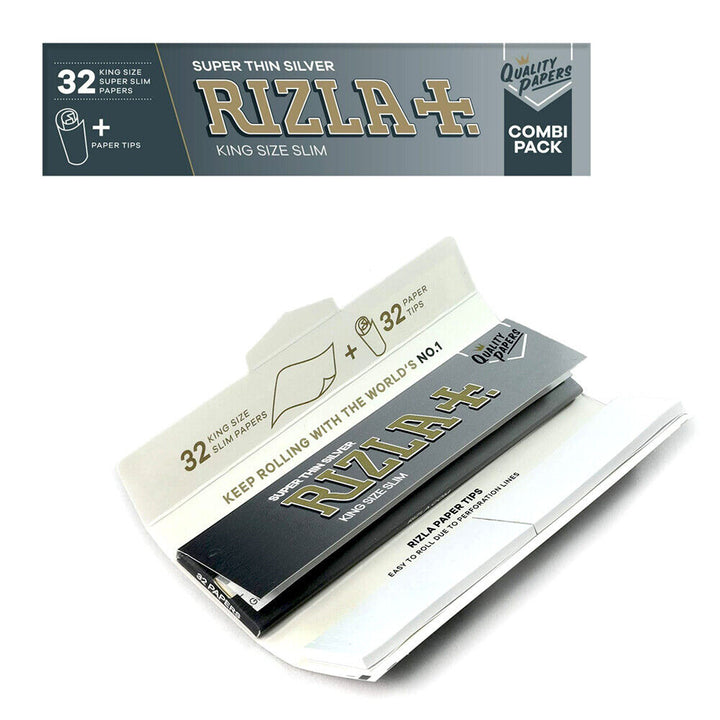 SILVER RIZLA+ KING SIZE WITH PAPER TIPS