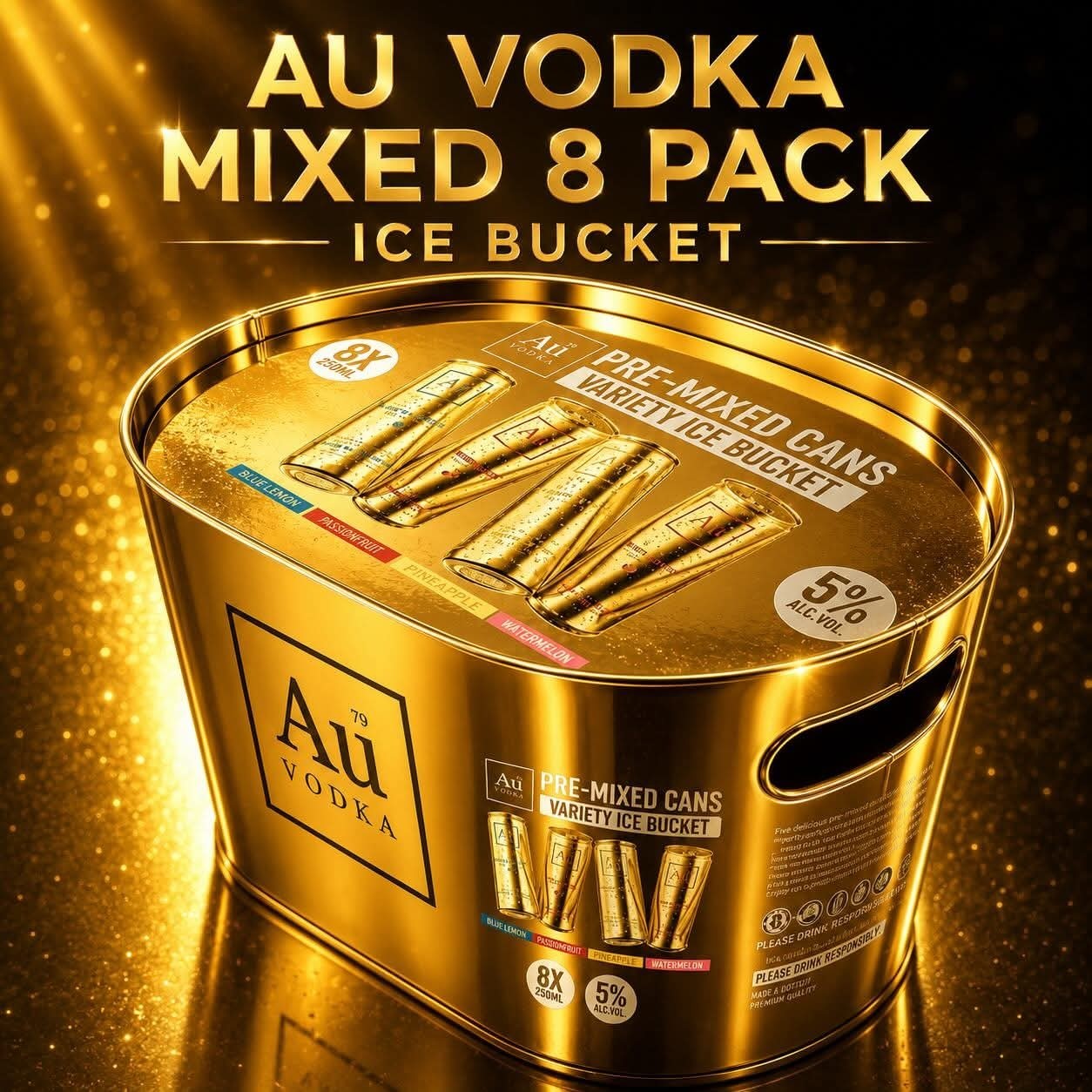 Au Vodka Ice Buckets with Pre Mixed Cans 4 Different 330ml Flavours In Buckets auicebuckets