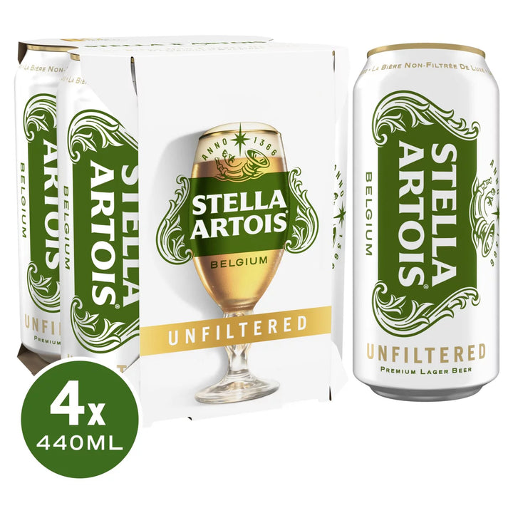 Stella Artois Belgium Premium Lager Beer - Unfiltered 440ml