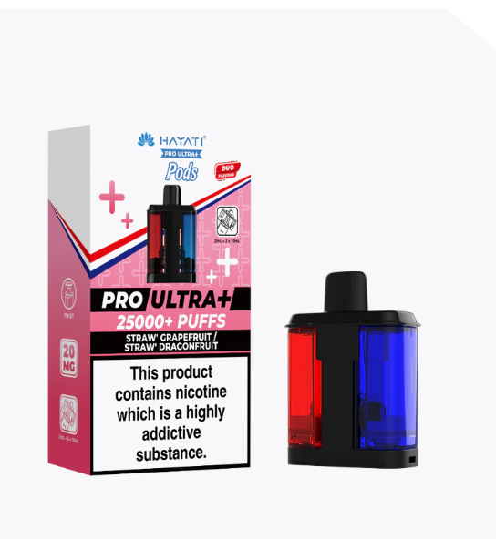 Hayati Pro Ultra+ 25000 puffs Pods(big vapes refilled pods) - Straw Grapefruit/Straw Dragonfruit
